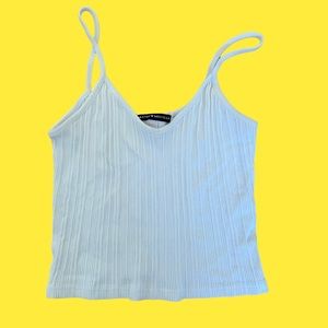white ribbed crop tank top